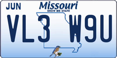 MO license plate VL3W9U