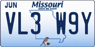 MO license plate VL3W9Y