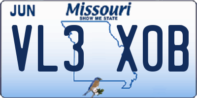 MO license plate VL3X0B
