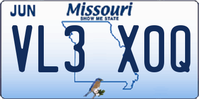 MO license plate VL3X0Q