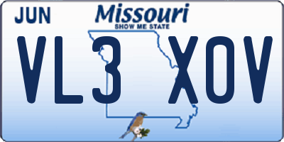 MO license plate VL3X0V