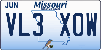 MO license plate VL3X0W