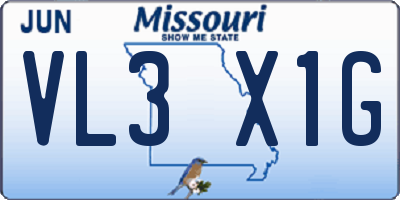 MO license plate VL3X1G
