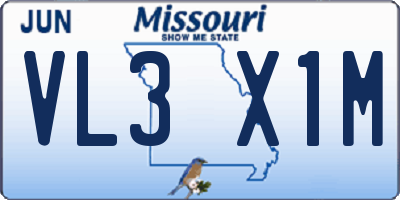 MO license plate VL3X1M