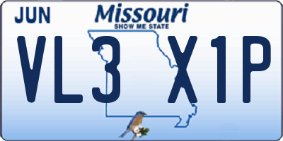 MO license plate VL3X1P
