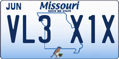 MO license plate VL3X1X
