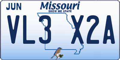 MO license plate VL3X2A