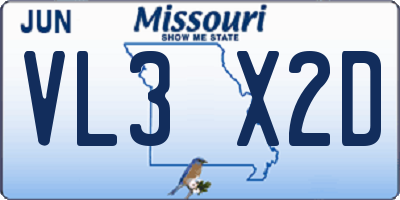 MO license plate VL3X2D