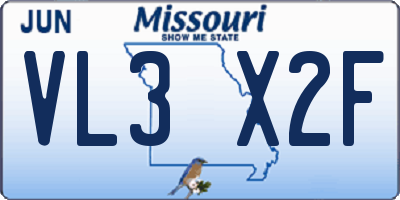 MO license plate VL3X2F