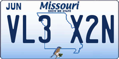 MO license plate VL3X2N