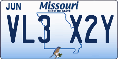MO license plate VL3X2Y