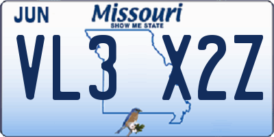 MO license plate VL3X2Z
