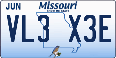 MO license plate VL3X3E