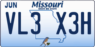 MO license plate VL3X3H