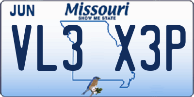 MO license plate VL3X3P