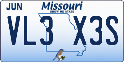 MO license plate VL3X3S