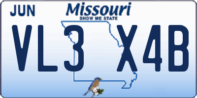MO license plate VL3X4B