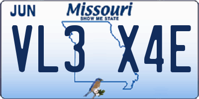 MO license plate VL3X4E