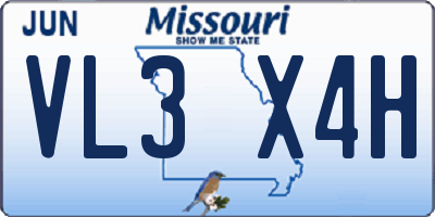 MO license plate VL3X4H