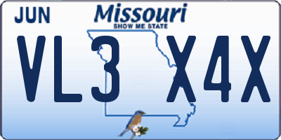 MO license plate VL3X4X