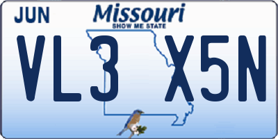 MO license plate VL3X5N