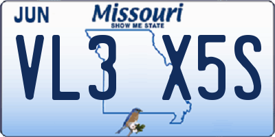 MO license plate VL3X5S