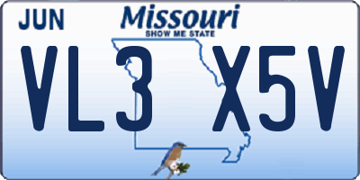 MO license plate VL3X5V