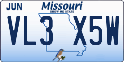 MO license plate VL3X5W