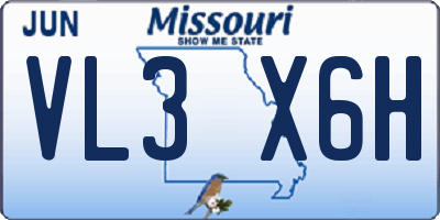 MO license plate VL3X6H