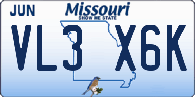MO license plate VL3X6K