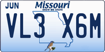 MO license plate VL3X6M