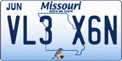 MO license plate VL3X6N