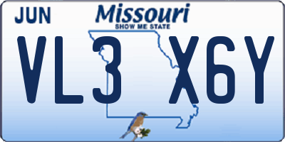 MO license plate VL3X6Y