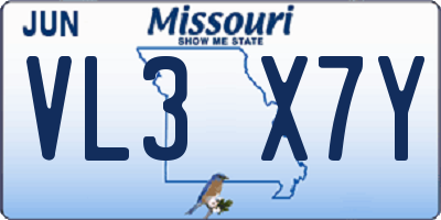 MO license plate VL3X7Y
