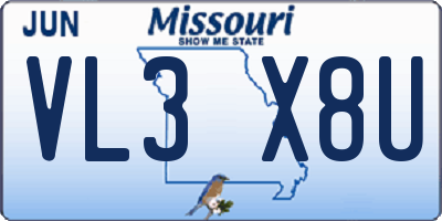 MO license plate VL3X8U
