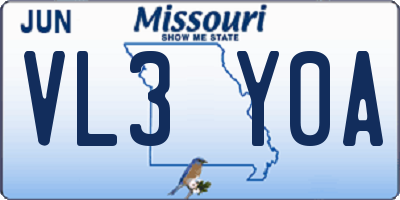 MO license plate VL3Y0A