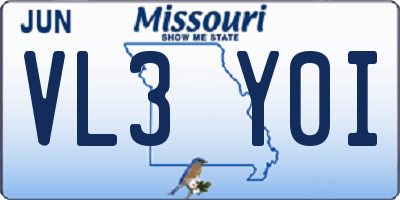 MO license plate VL3Y0I