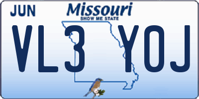 MO license plate VL3Y0J