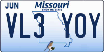MO license plate VL3Y0Y