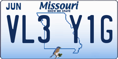 MO license plate VL3Y1G