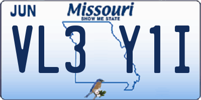 MO license plate VL3Y1I