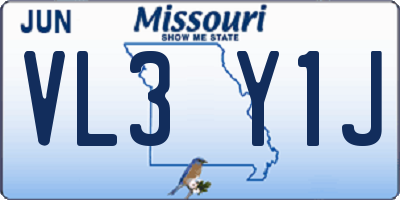 MO license plate VL3Y1J