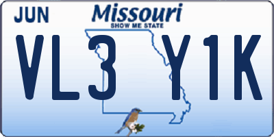 MO license plate VL3Y1K