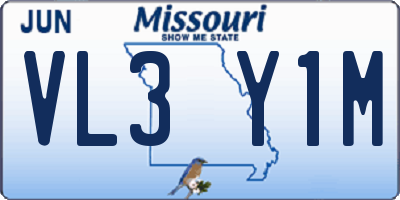 MO license plate VL3Y1M