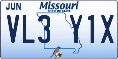 MO license plate VL3Y1X