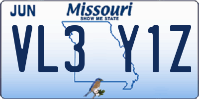 MO license plate VL3Y1Z