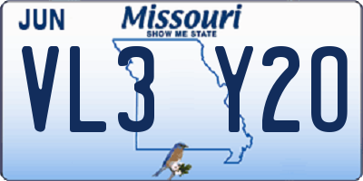 MO license plate VL3Y2O