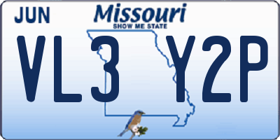 MO license plate VL3Y2P