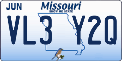 MO license plate VL3Y2Q