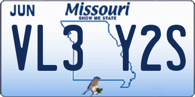 MO license plate VL3Y2S
